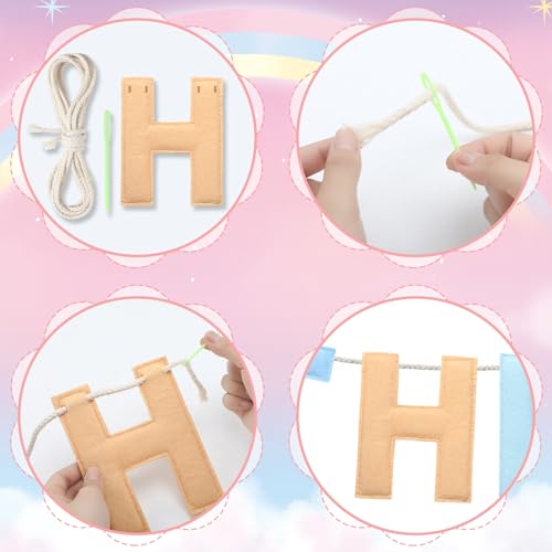 Mindsoft Felt Happy Birthday Garland Rainbow Banner Reusable Happy Birthday Sign Party Supply for Party Decor (Macaron Color,Normal) - Image 5