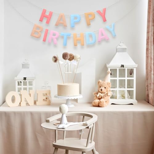Mindsoft Felt Happy Birthday Garland Rainbow Banner Reusable Happy Birthday Sign Party Supply for Party Decor (Macaron Color,Normal) - Image 3