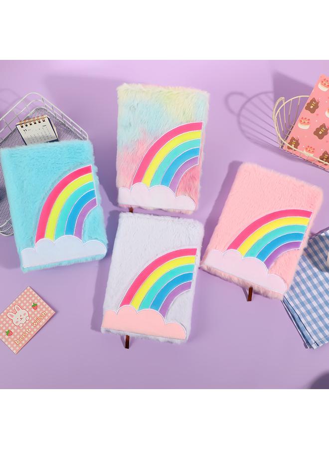 Bluejw Creative Rainbow Plush Notebook Student Decompression High Color Value Journal Girl Cartoon Notebook - Image 3