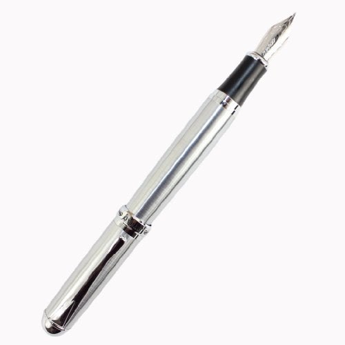 Gullor Advanced Full Silvery Mat Calligraphy Fountain Pen Jinhao X750 Broad 18kgp Best Metal Pen - Bent Nib - Image 1