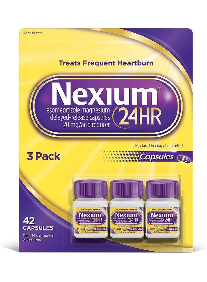 NEXIUM نيكسيوم 24 ساعة مخفض للحموضة 20 ملغ 42 كبسولة في 3 عبوات، 42 عدد - Image 1