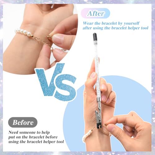 PEOUWNES Bracelet Helper Tool Diamond Jewelry Clasp Helper Fastening and Bracelet Assist Tool with Non-Slip Sleeve for Necklace Watch Clasps Zippers Crafts Adjustment（White） - Image 5