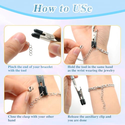 PEOUWNES Bracelet Helper Tool Diamond Jewelry Clasp Helper Fastening and Bracelet Assist Tool with Non-Slip Sleeve for Necklace Watch Clasps Zippers Crafts Adjustment（White） - Image 3