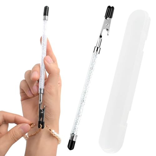 PEOUWNES Bracelet Helper Tool Diamond Jewelry Clasp Helper Fastening and Bracelet Assist Tool with Non-Slip Sleeve for Necklace Watch Clasps Zippers Crafts Adjustment（White） - Image 1
