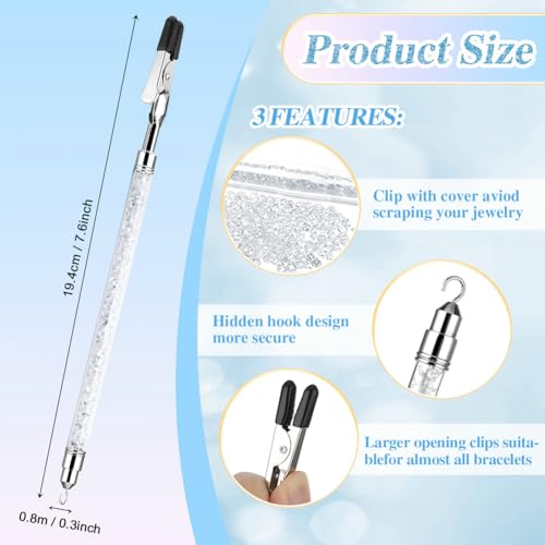 PEOUWNES Bracelet Helper Tool Diamond Jewelry Clasp Helper Fastening and Bracelet Assist Tool with Non-Slip Sleeve for Necklace Watch Clasps Zippers Crafts Adjustment（White） - Image 4