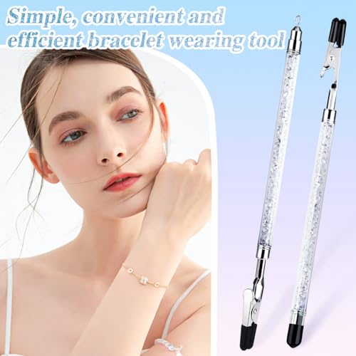 PEOUWNES Bracelet Helper Tool Diamond Jewelry Clasp Helper Fastening and Bracelet Assist Tool with Non-Slip Sleeve for Necklace Watch Clasps Zippers Crafts Adjustment（White） - Image 2