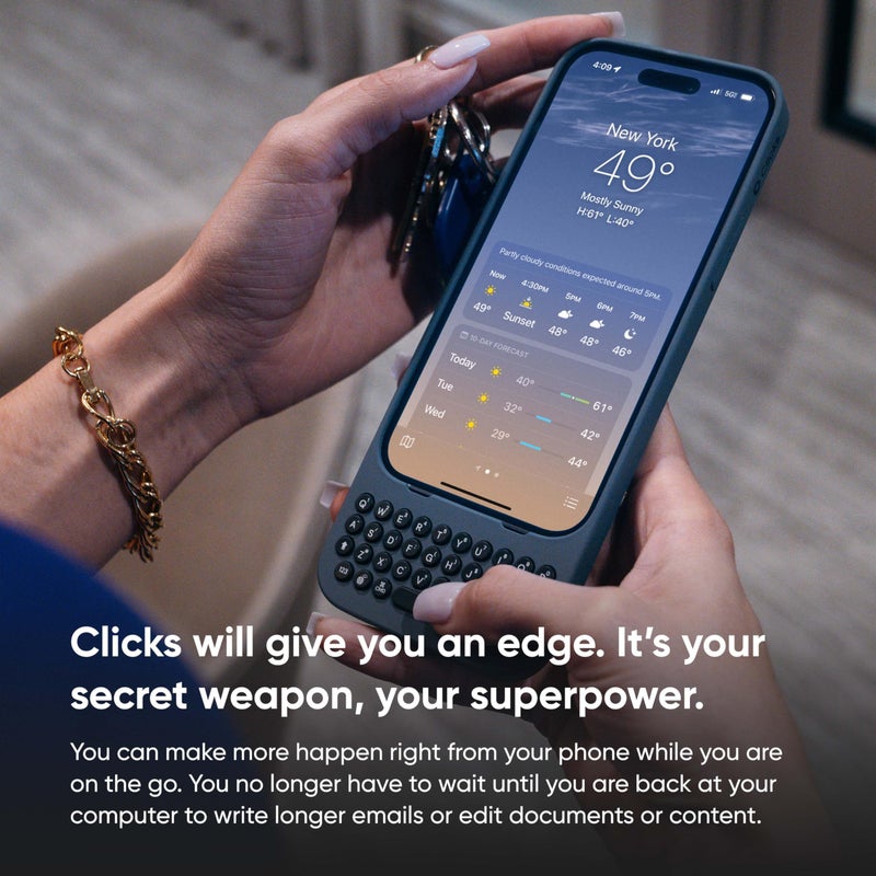 Clicks Keyboard for iPhone 15 Pro â€“ Keyboard Case for Premium Typing Experience â€“ Faster, Accurate Typing, Charge as Normal â€“ Miami Beach - Image 4