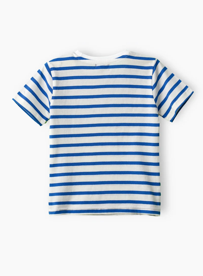 JAM Boys' Classic Blue Striped Cotton T-Shirt