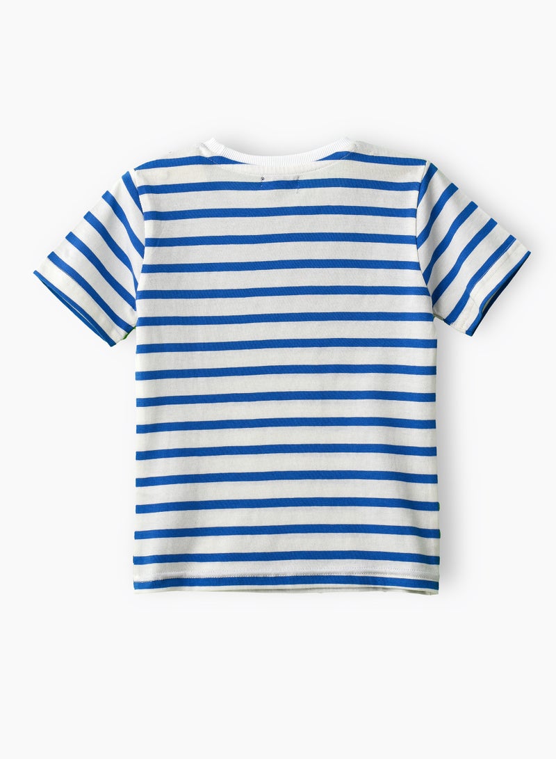 JAM Boys' Classic Blue Striped Cotton T-Shirt - Image 2