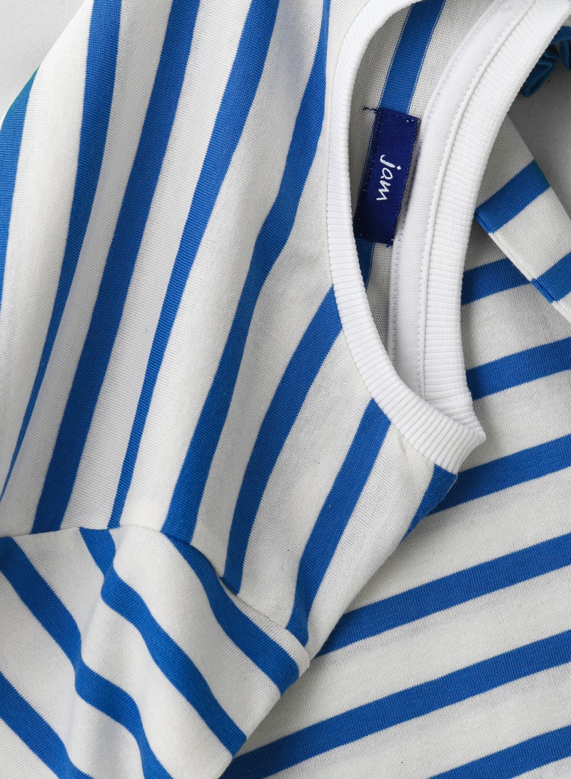 JAM Boys' Classic Blue Striped Cotton T-Shirt - Image 4