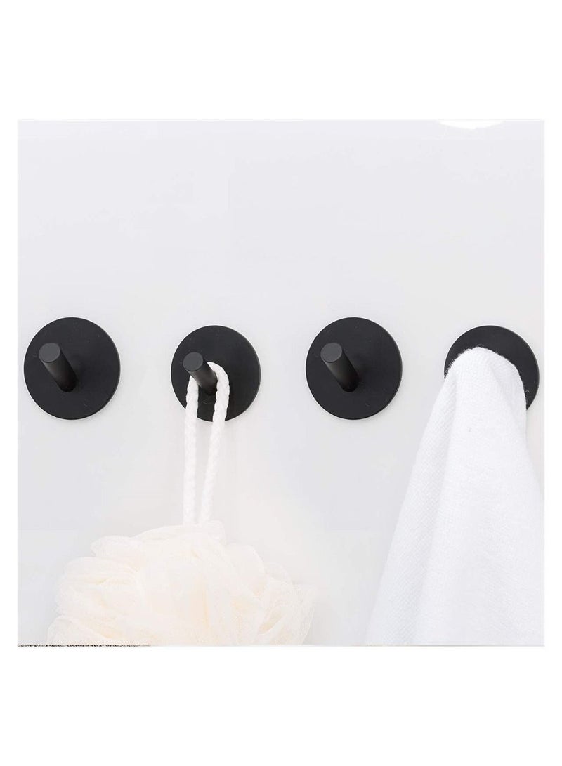 Y&D Black Adhesive Hooks, Heavy Duty, Stainless Steel Wall Mount Hooks for Hanging Robe Coat Towel Kitchen Bathroom Home Waterproof and Rustproof 4 Pack  - Image 3