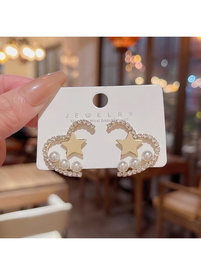 Lavida Unique open heart pearl earrings, minimalist gold-plated pearl earrings, suitable for gifts, daily wear, commuting, and dating - Image 1