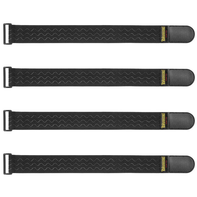 Trilancer Elastic Cinch Straps with Anti-Slip Strips, 2" x 18"(4 Pack) Hook and Loop Storage Straps with Buckle, Bundling Bands for Extension Cords, Cables, Ropes, Hoses, Bike, Boat, Pant Garters - Image 1