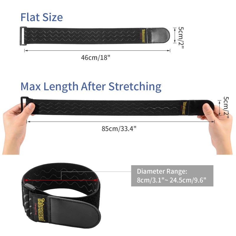 Trilancer Elastic Cinch Straps with Anti-Slip Strips, 2" x 18"(4 Pack) Hook and Loop Storage Straps with Buckle, Bundling Bands for Extension Cords, Cables, Ropes, Hoses, Bike, Boat, Pant Garters - Image 3