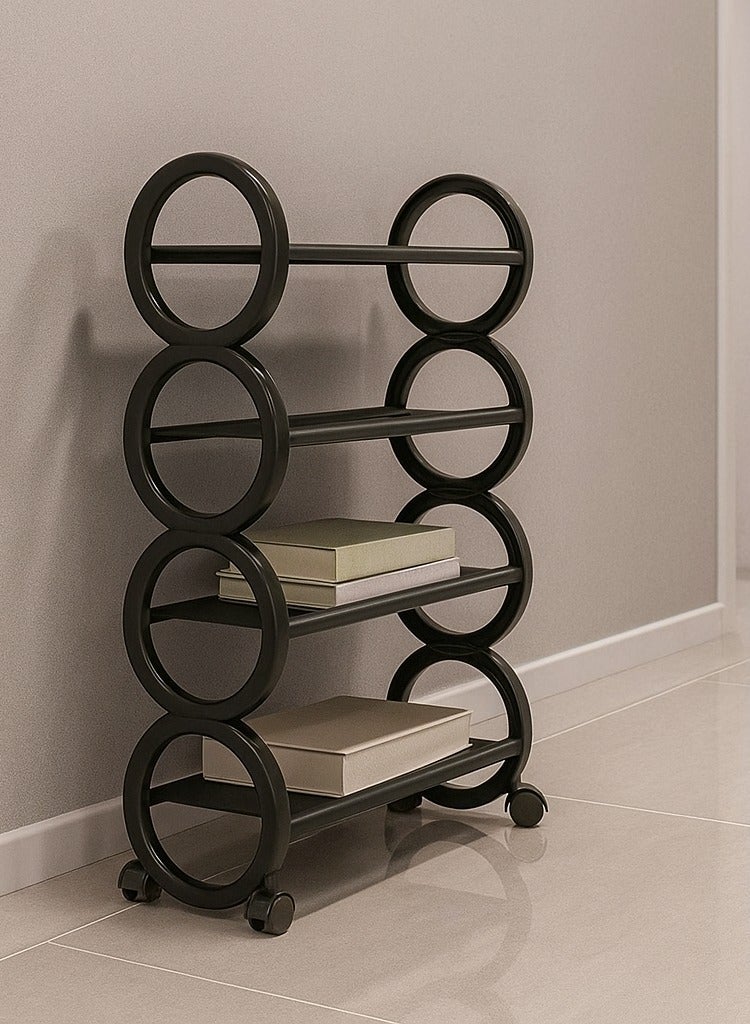 Generic FFD 4 Tier Sturdy Fabric Shoe Rack with Wheels – Portable Shoe Organizer for Hallways & Bedrooms, Multifunctional Storage Stand with Waterproof Shelves, Compact Design for Shoes, Bags, & Accessories, Easy Assembly & Mobile Rolling Storage - Image 4