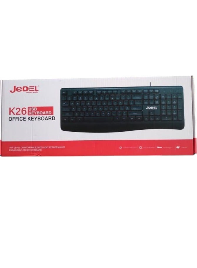 JeDEL USB Wired Keyboard (K-26, Black)