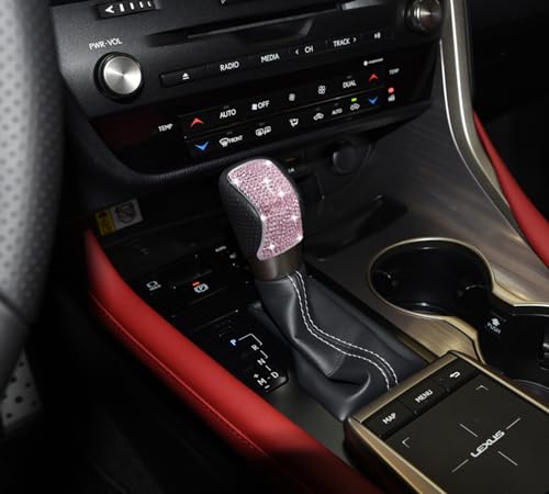 HHLOU Bling Crystal Shifter Gear Lever Accessories Compatible With Lexus ES RX NX RC IS GX460 GS 20142022 Pink - Image 1
