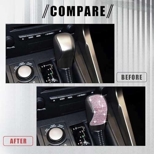 HHLOU Bling Crystal Shifter Gear Lever Accessories Compatible With Lexus ES RX NX RC IS GX460 GS 20142022 Pink - Image 3
