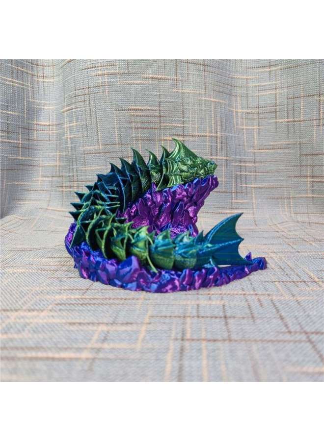 3D Printing Internet Celebrity Plastic Joint Movable Sea Snake Land Snake God Animal Model Hand-made Ornament Toy Gift-Color:Earth Snake God + Wave Base Blue And Green  - Image 2