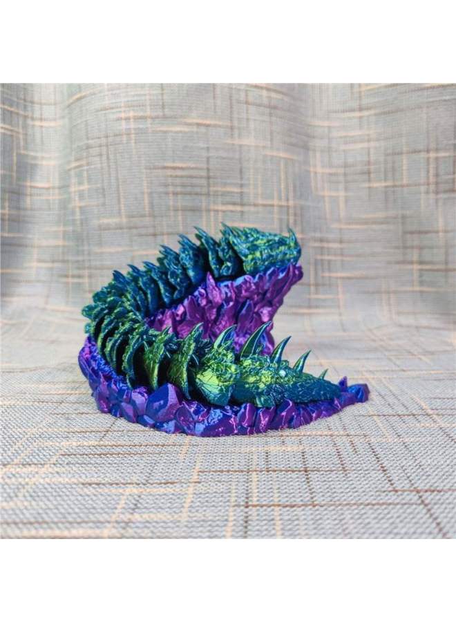 3D Printing Internet Celebrity Plastic Joint Movable Sea Snake Land Snake God Animal Model Hand-made Ornament Toy Gift-Color:Earth Snake God + Wave Base Blue And Green  - Image 3
