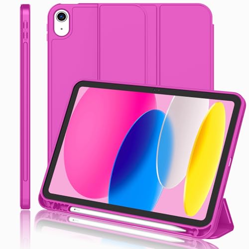 iMieet iPad A16 Case 11th GeniPad 10th Generation Case 11Inch 2025109 Inch 2022 with Pencil Holder Trifold Stand Smart Cover with Soft TPU BackAuto WakeSleepDeep Pink - Image 1