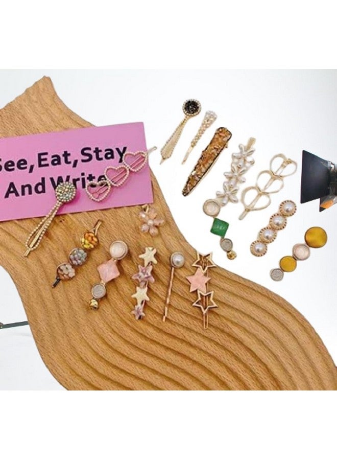 SUN Ring SUNRING Korean Fashion Style Pearl Rhinestone Metal Hair Clips Hair Pin Stylish Hair Accessories Jewellery For Women And Girls (Pack of 8, Multicolor) - Image 5