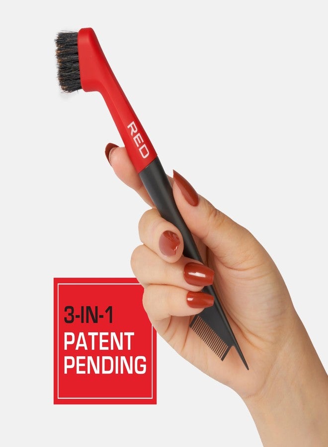 RED by Kiss Angled Premium 100% Boar Bristles Edge Pro Brush for Smooth Hair Styling & Edge Control - Image 3