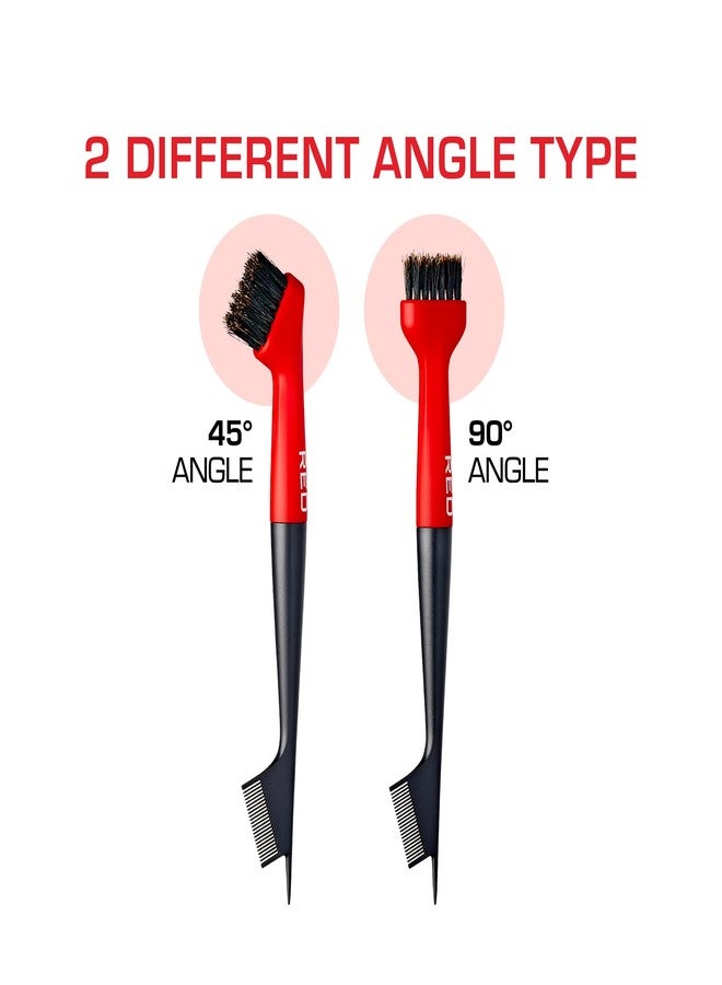 RED by Kiss Angled Premium 100% Boar Bristles Edge Pro Brush for Smooth Hair Styling & Edge Control - Image 4