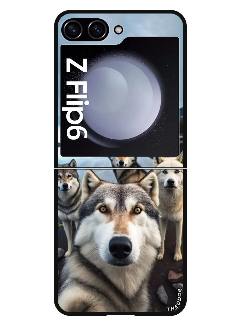 Theodor Protective Case Anti Scratch Shock Proof Bumper Cover For Samsung Galaxy Z Flip 6 Wolf Selfie - Image 1