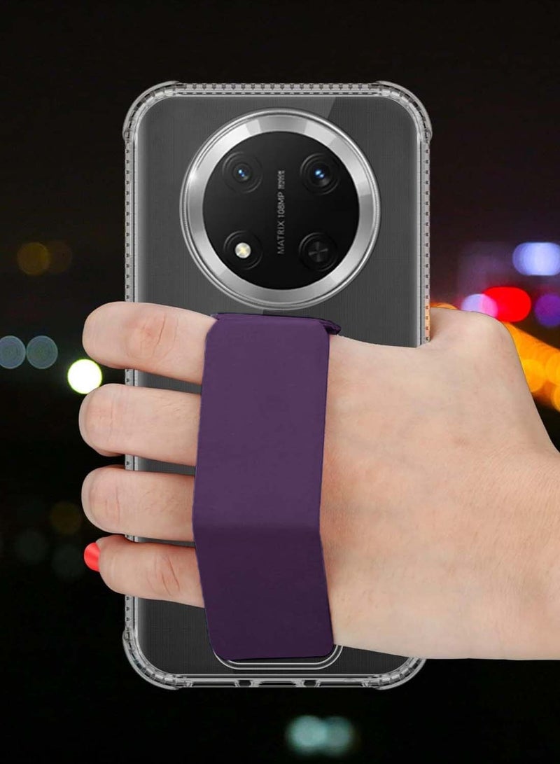 دبليو تيك هونر X9c 5G 2024 / هونر ماجيك 7 لايت 5 جي 2025 TPU غطاء وسادة هوائي بمقبض يدوي - شفاف / بنفسجي الباذنجان - Image 3