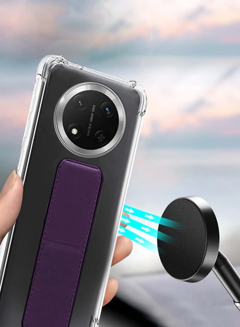 دبليو تيك هونر X9c 5G 2024 / هونر ماجيك 7 لايت 5 جي 2025 TPU غطاء وسادة هوائي بمقبض يدوي - شفاف / بنفسجي الباذنجان - Image 5