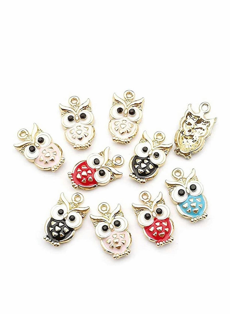واي آند دي 30 pcs Gold Plated Enamel Owl Charms Pendant for Jewelry Making Necklace Bracelet Earring and Slime DIY Accessories (M459) - Image 4
