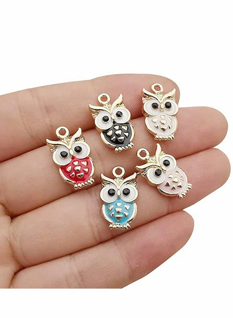 واي آند دي 30 pcs Gold Plated Enamel Owl Charms Pendant for Jewelry Making Necklace Bracelet Earring and Slime DIY Accessories (M459) - Image 2