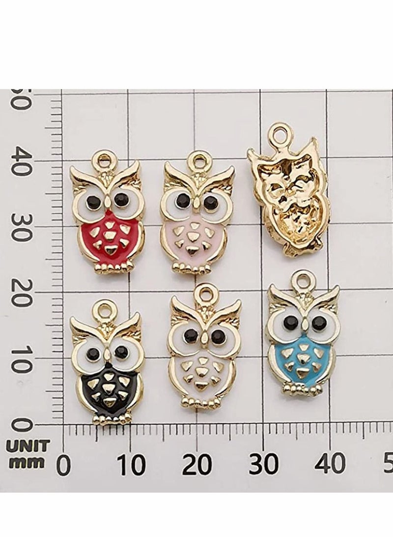 واي آند دي 30 pcs Gold Plated Enamel Owl Charms Pendant for Jewelry Making Necklace Bracelet Earring and Slime DIY Accessories (M459) - Image 3