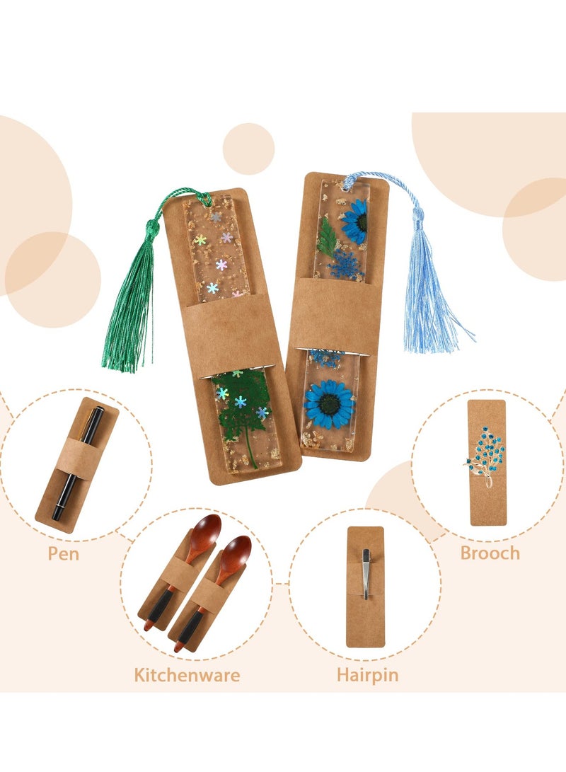 Excefore 70 Pieces Resin Bookmark Holder 15 x 4.5cm Kraft Bookmark Sleeves, DIY Bookmarks Display Cards for Bookmark Wrapping Small Business Packaging Supplies Party Favor Gift (Brown)  - Image 4