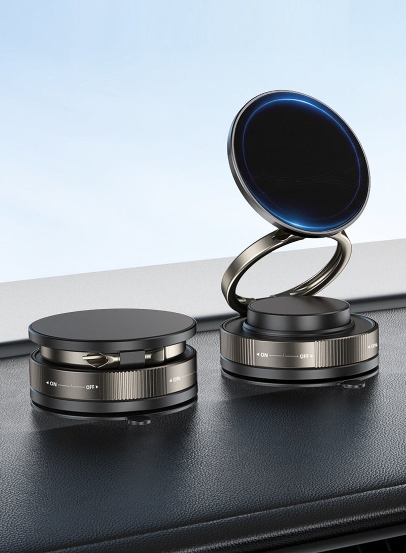 2025 Upgraded Smart Magnetic Phone Holder (Sleek Black) - 360° Rotating Foldable Dashboard Suction Cup Holder with N54 Strong MagnetDual Locking Anti-Shake  + Tri-Fold Metal Base, Strong Magnetic Car/Gym Dual Use, Vacuum Suction for All Vehicle Models,car mobile holder,phone mount car，car mobile holder  - Image 1