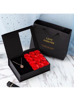 Generic Valentine's Day Gift Box, Eternal Rose, Soap Flowers, Jewelry Gift Box for Valentine's Day, Mother's Day, Wedding and Anniversary (Without Necklace)  - Image 2
