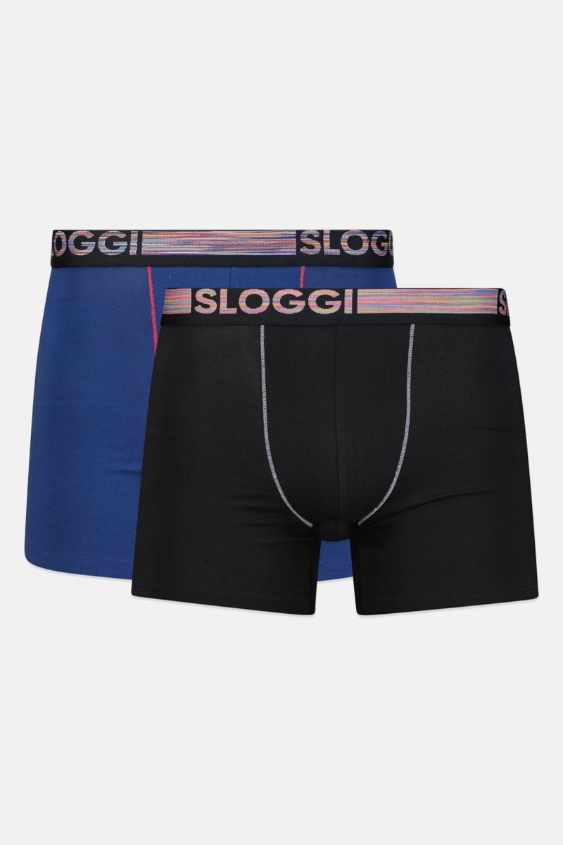 sloggi شورت بوكسر رجالي 2 قطعة بشعار العلامة التجارية، متعدد الألوان - Image 1