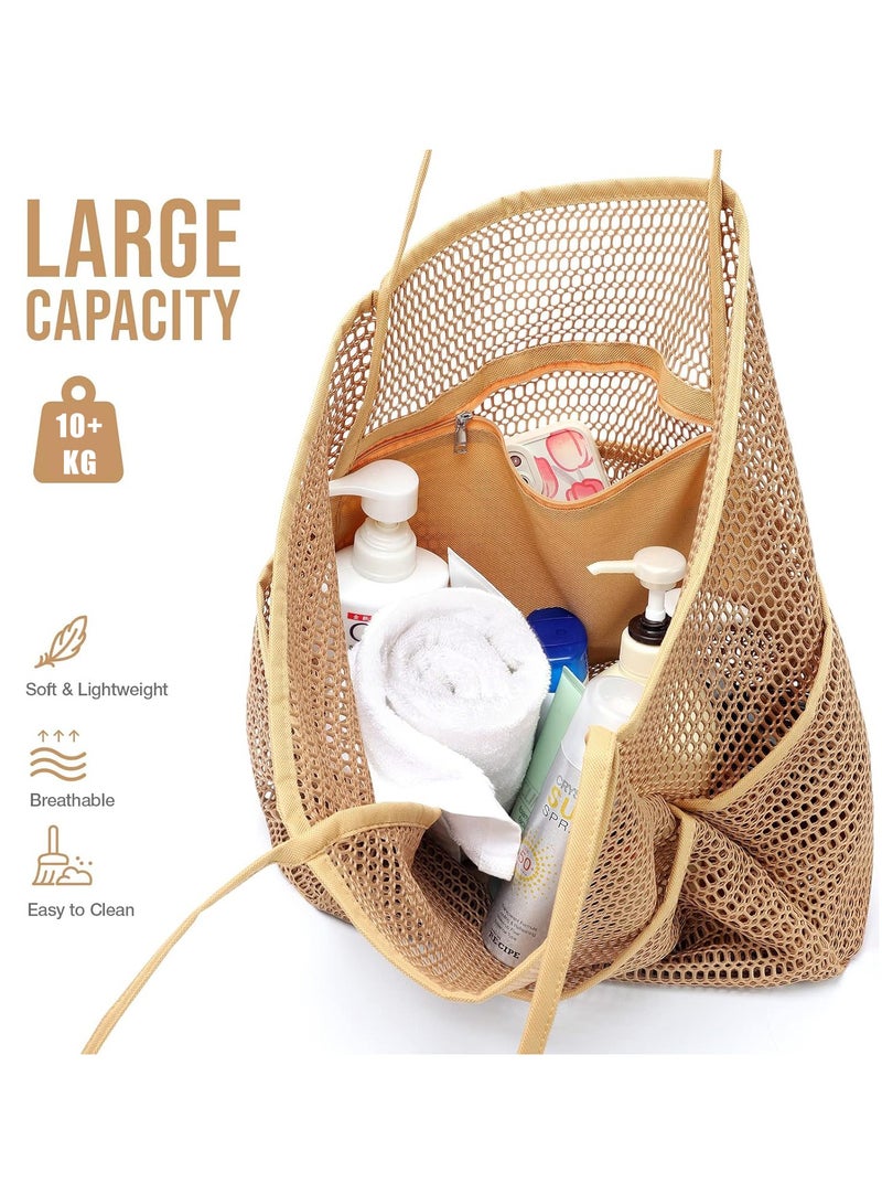 Mesh Beach Shoulder Bag, Multi-pocket Large Foldable  Tote Bag, Sandproof Waterproof Bag for Travel - Image 5