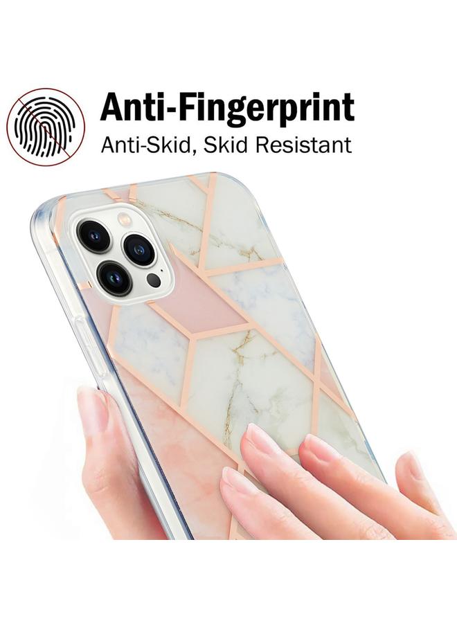 اس-توب جراب لهاتف iPhone 16 Pro Max مطلي بالكهرباء بنمط زهرة رخامية مع غطاء هاتف IMD TPU مقاوم للصدمات من الجانبين - Image 3