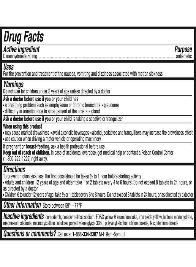 Gravol Motion Sickness Relief and Nausea Prevention, Easy to Swallow Coated Tablets, Anti-Nausea Medication Travel Essentials, 50 mg, 30 Count - Image 5