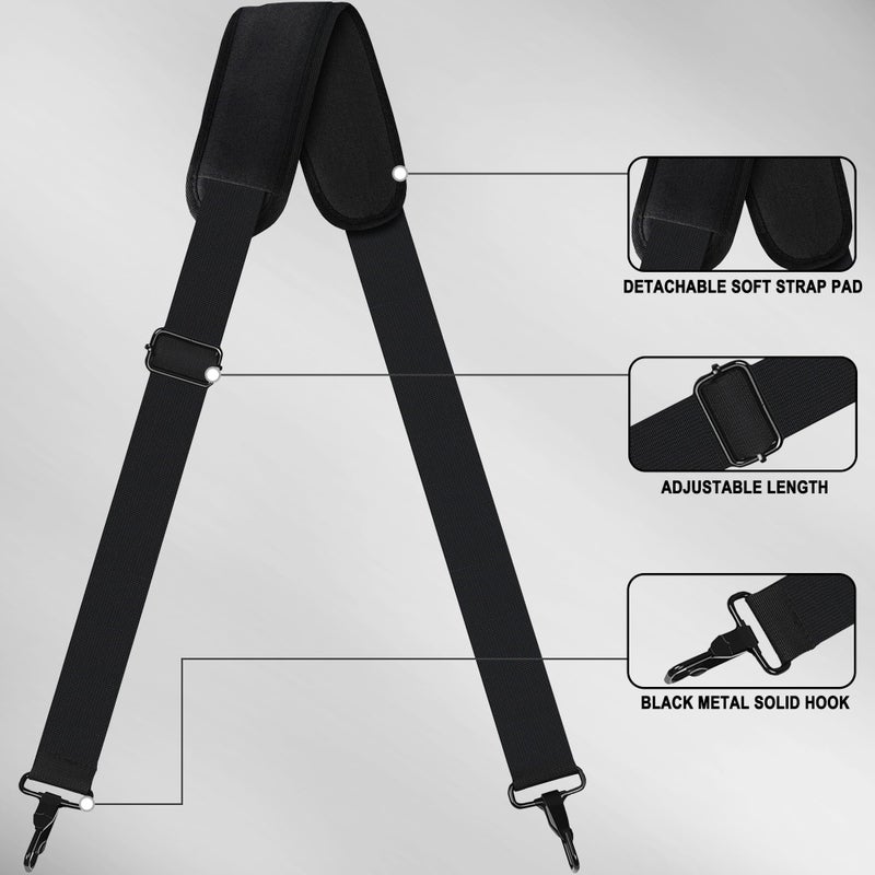 JOCYRN 72 inch Shoulder Strap, Universal Replacement Laptop Shoulder Strap with Adjustable Buckles and Metal Hooks for Briefcase Laptop Messenger Bag Crossbody Bag Luggage/Duffel, Black - Image 3