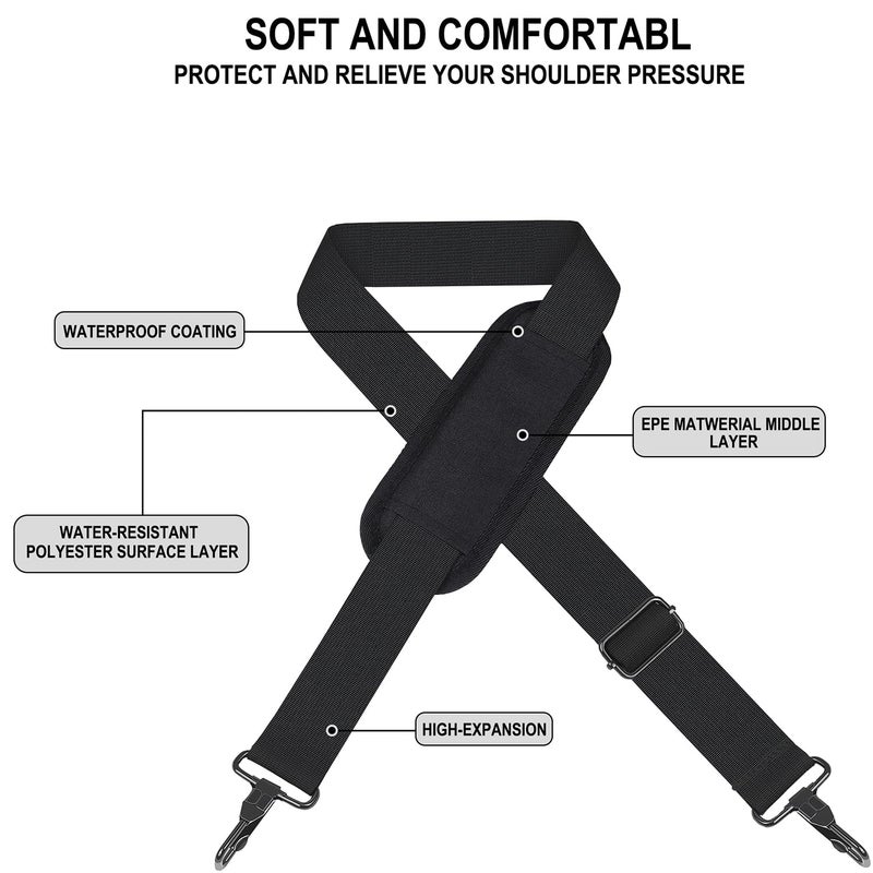 JOCYRN 72 inch Shoulder Strap, Universal Replacement Laptop Shoulder Strap with Adjustable Buckles and Metal Hooks for Briefcase Laptop Messenger Bag Crossbody Bag Luggage/Duffel, Black - Image 2