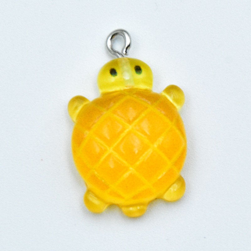 Ocean Series Resin Luminous Cute Cartoon Hanging Simulation Little Turtle Little Turtle Pendant DIY Jewelry Accessories 14-green - Image 2