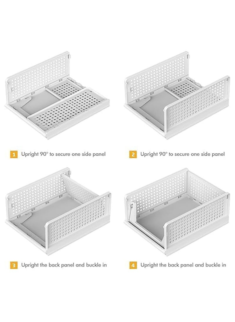 Stackable Plastic Storage Basket Foldable Closet Organizers and Storage Bins Drawer Shelf Storage Container for Wardrobe Cupboard Kitchen Bathroom Office  - Image 5
