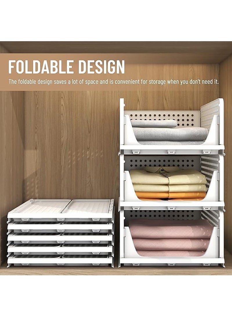 Stackable Plastic Storage Basket Foldable Closet Organizers and Storage Bins Drawer Shelf Storage Container for Wardrobe Cupboard Kitchen Bathroom Office  - Image 2