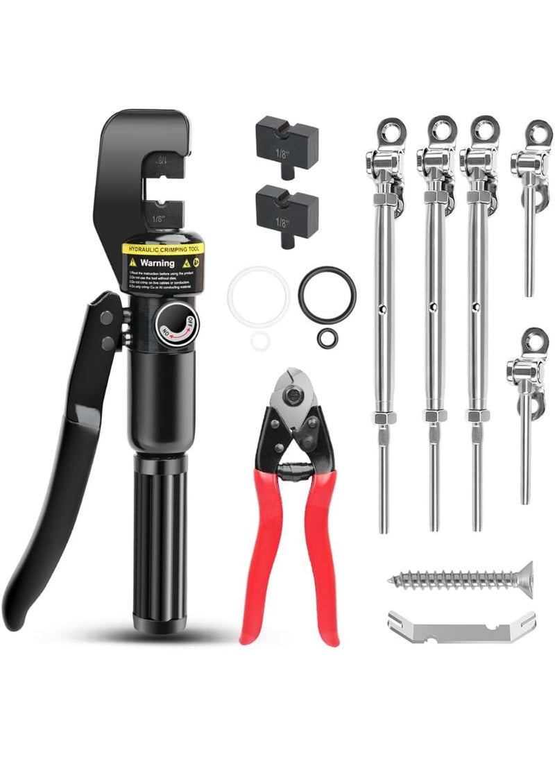 GGOOT 30 Pairs Cable Railing Hardware & Hydraulic Hand Crimper Tool& Cable Cutter,Marine Grade Cable Railing Hardwarefor Deck Cable Railing Kit - Image 1