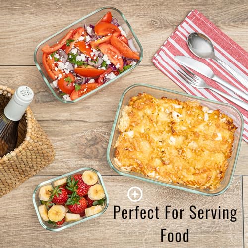 Moss & Stone Extra Large Glass Storage Containers With Lids Set of 3, 101 Oz/ 54 Oz/ 16 Oz, Deep Rectangular Glass Food Container with Lid, Leak Proof, Microwave, Dishwasher & Oven Safe - Image 5