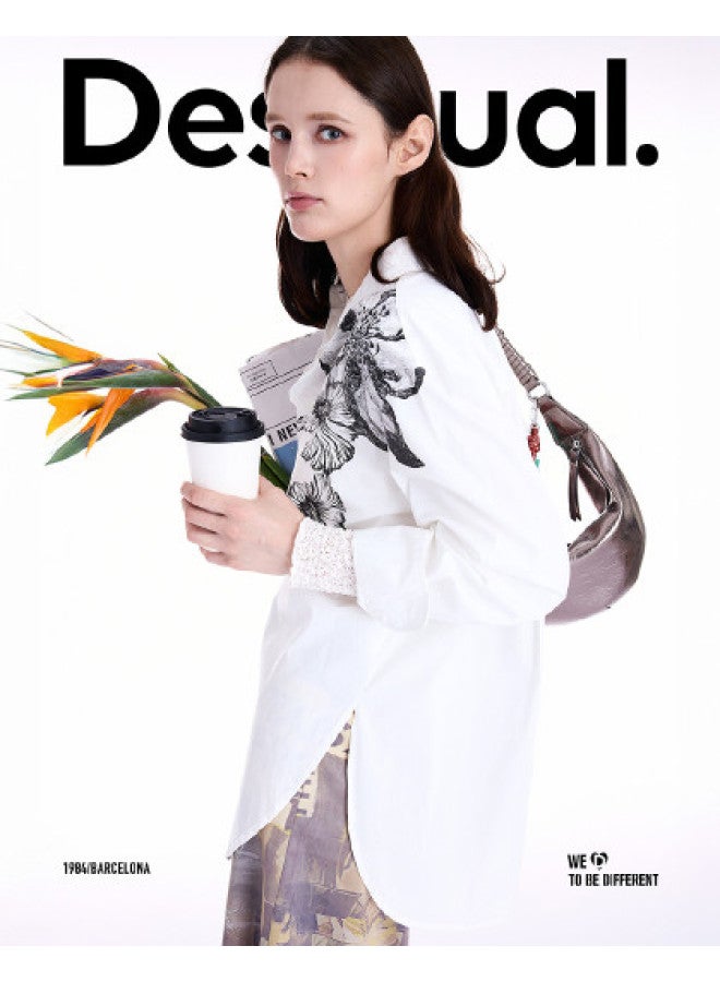 DESIGUAL 25 قميص نسائي فضفاض بطباعة زهور جديدة لخريف/شتاء - Image 1