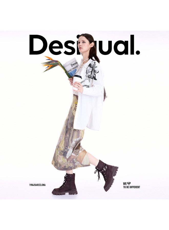 DESIGUAL 25 قميص نسائي فضفاض بطباعة زهور جديدة لخريف/شتاء - Image 3